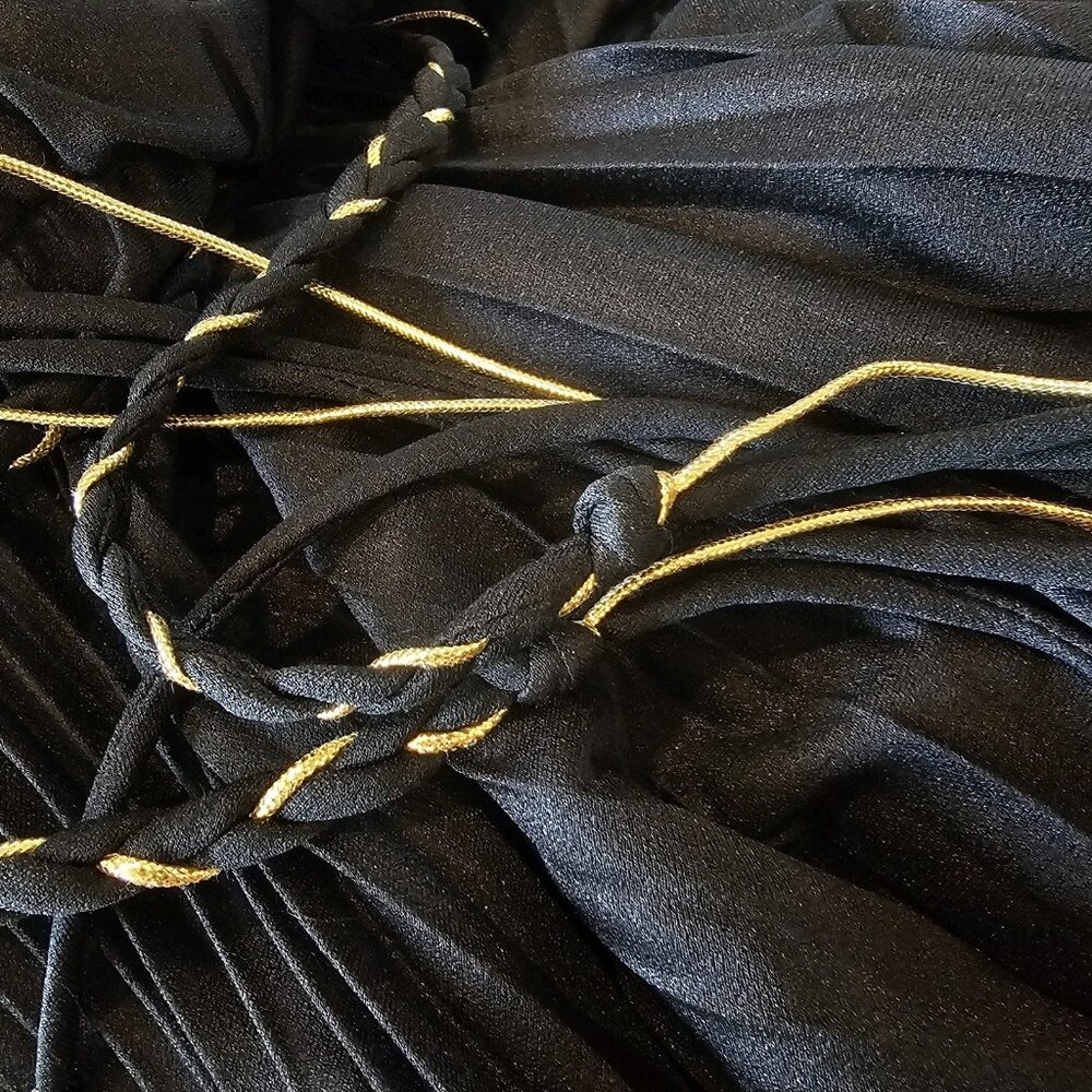 VTG Black Fairy Goddess Long Dress Formal Floor Length Sz 6 Greecian Party Belt - Picture 11 of 16